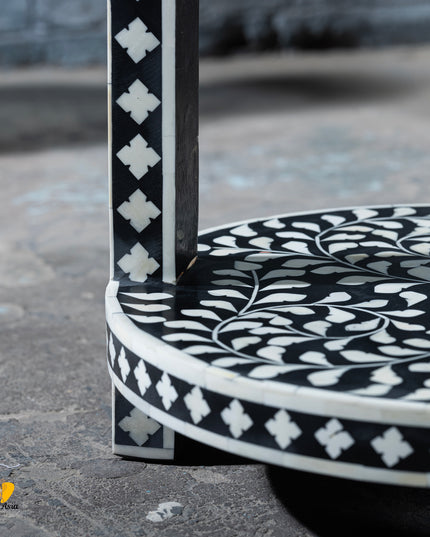 Bone Inlay Round Accent Table