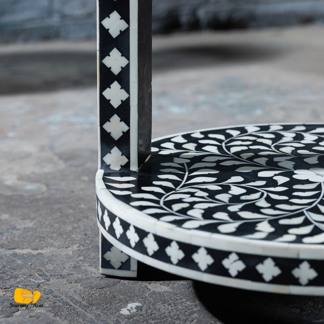 Bone Inlay Round Accent Table