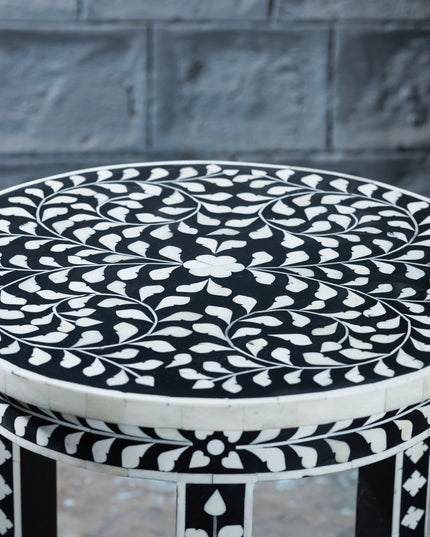 Bone Inlay Round Accent Table