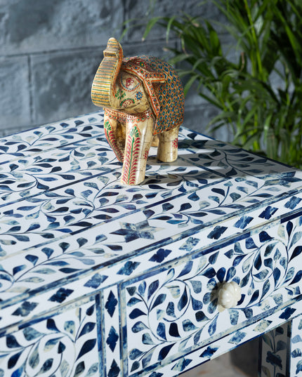 Dreamy Blue Bone Inlay Vanity Table with Matching Stool