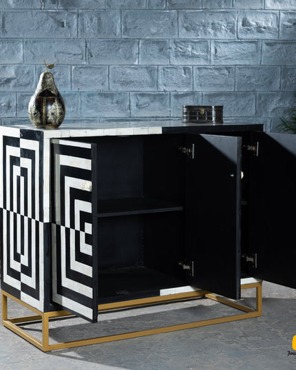 Modern Eclectic Bone Inlay Console Table