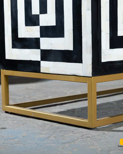 Modern Eclectic Bone Inlay Console Table