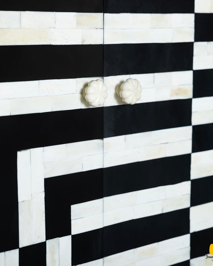 Modern Eclectic Bone Inlay Console Table