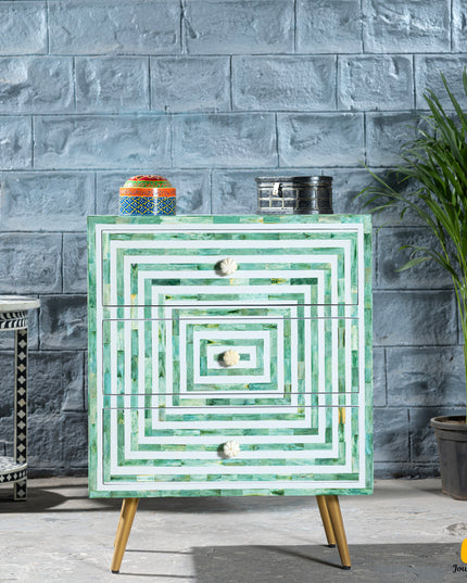 Labyrinth Bone Inlay Nightstand