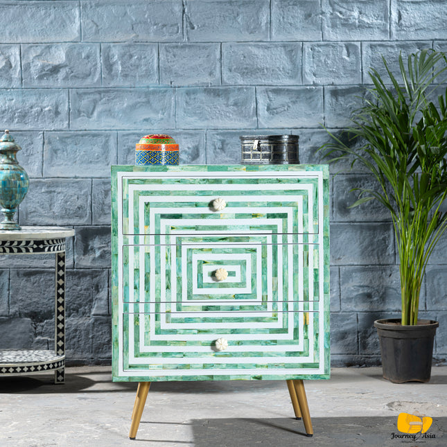 Labyrinth Bone Inlay Nightstand