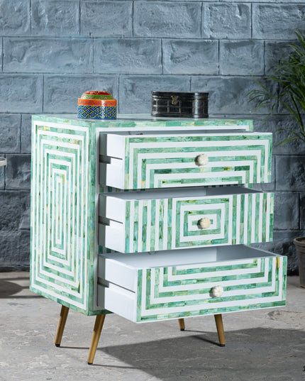 Labyrinth Bone Inlay Nightstand
