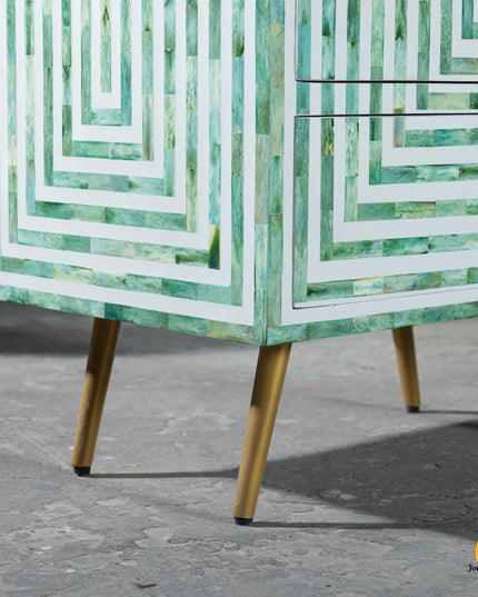 Labyrinth Bone Inlay Nightstand