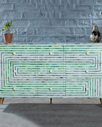 Geometric Bone-Inlay Console Table