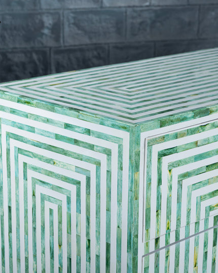 Geometric Bone-Inlay Console Table