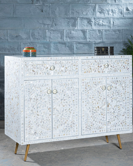 Ivory Champagne Mother of Pearl Console Table