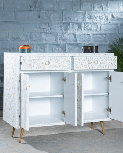 Ivory Champagne Mother of Pearl Console Table