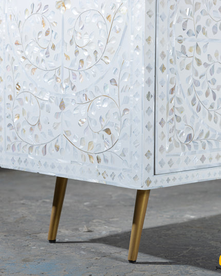 Ivory Champagne Mother of Pearl Console Table