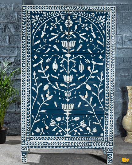 Chinoiserie Floral Bone Inlay Almirah