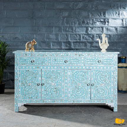 Sky Blue Mother of Pearl Inlay Console Table