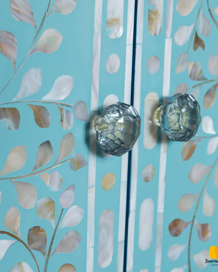 Sky Blue Mother of Pearl Inlay Console Table