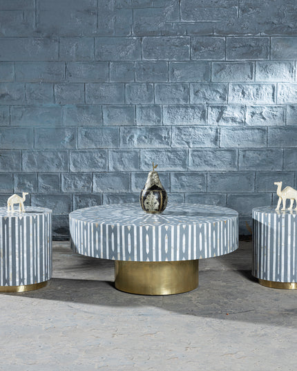 Mandala Mother of Pearl Inlay Coffee Table – Set of 3