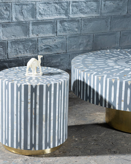 Mandala Mother of Pearl Inlay Coffee Table – Set of 3