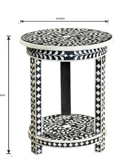 Bone Inlay Round Accent Table
