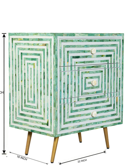 Labyrinth Bone Inlay Nightstand