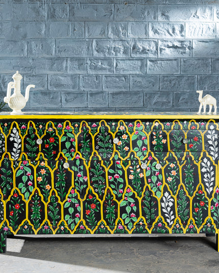 Midnight Garden Hand-Painted Console Table
