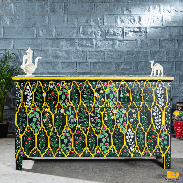 Midnight Garden Hand-Painted Console Table