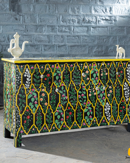 Midnight Garden Hand-Painted Console Table