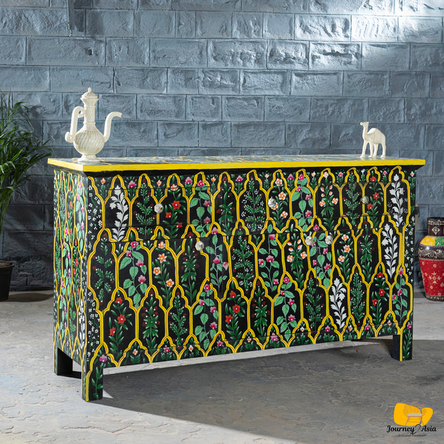 Midnight Garden Hand-Painted Console Table
