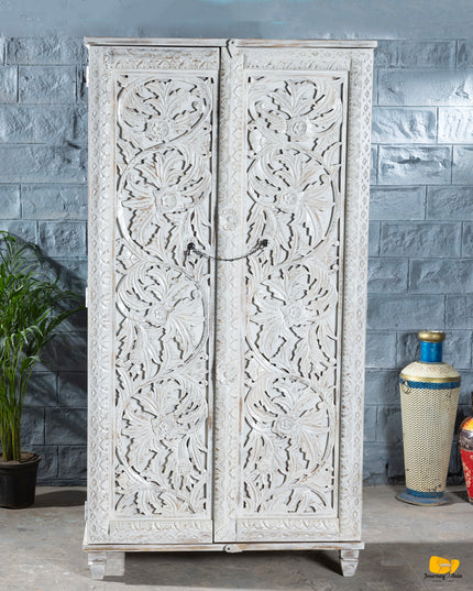 Whitewashed Mango Wood Armoire
