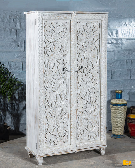Whitewashed Mango Wood Armoire