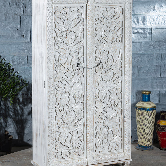 Whitewashed Mango Wood Armoire