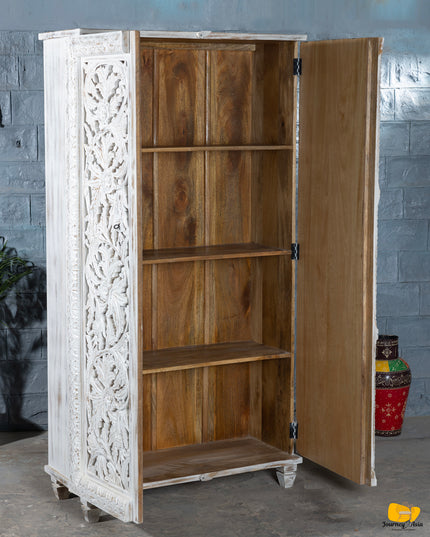 Whitewashed Mango Wood Armoire