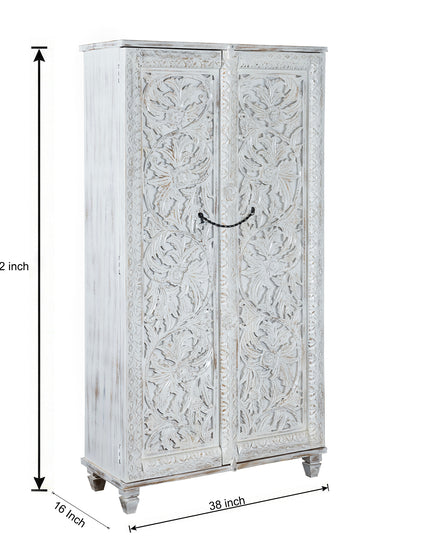 Whitewashed Mango Wood Armoire