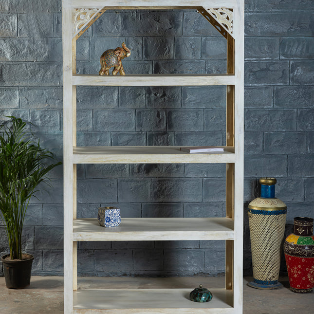 Hand-Carved Open Shelf