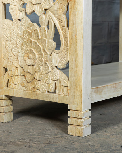 Hand-Carved Open Shelf