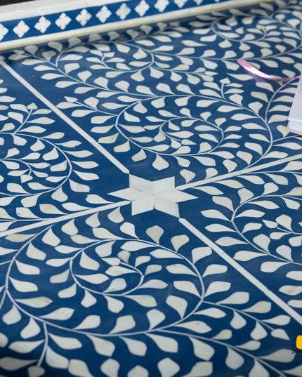 Double-Tier Floral Coffee Table with Brass Base