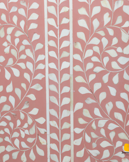 Pretty Pink Bone Inlay Vanity Table with Matching Stool