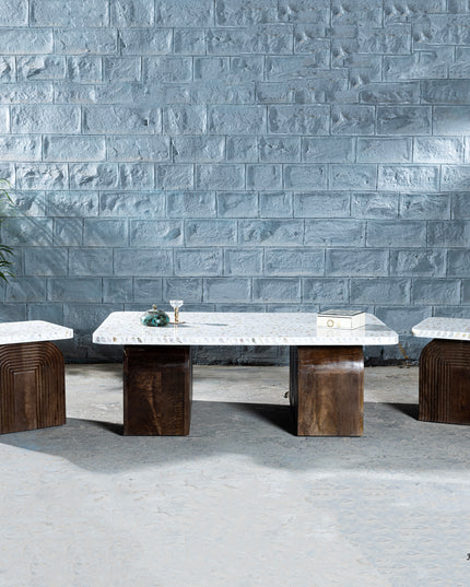 Retro Mother of Pearl Inlay Coffee Table – Set of 3