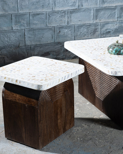 Retro Mother of Pearl Inlay Coffee Table – Set of 3