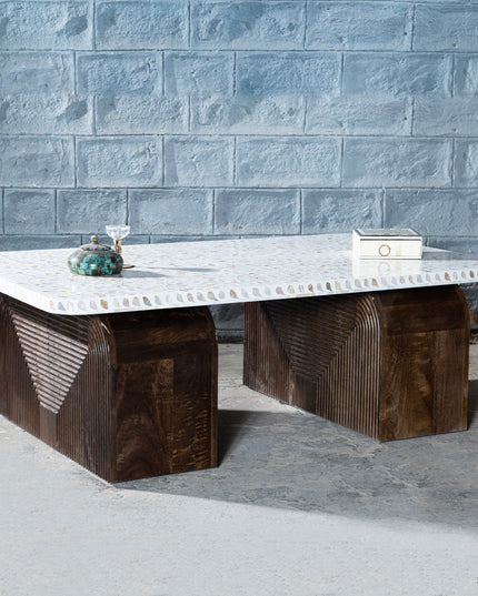 Retro Mother of Pearl Inlay Coffee Table – Set of 3