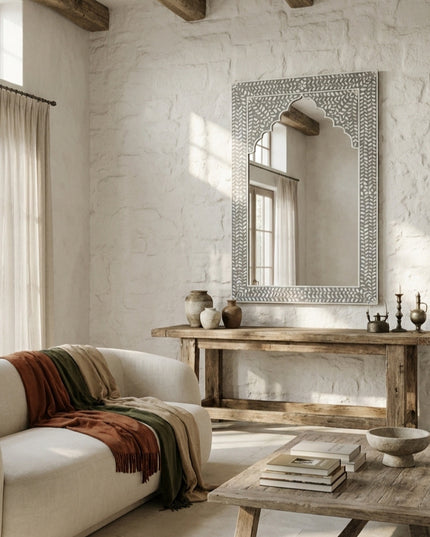 Floral Moroccan Arch Mother of Pearl Mirror