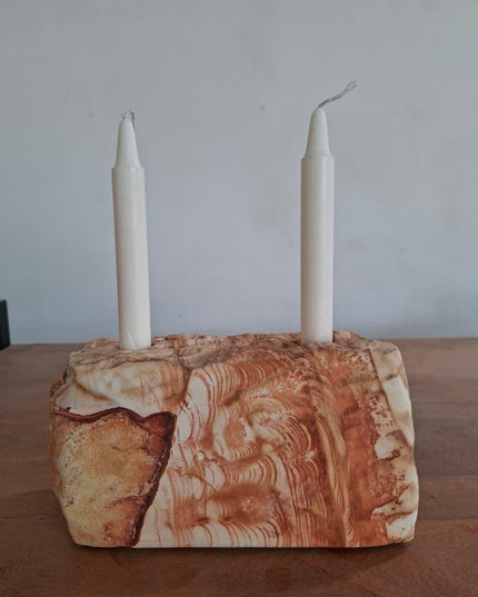 Bobos Sandstone Dual–Texture Candle Holder