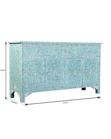 Sky Blue Mother of Pearl Inlay Console Table