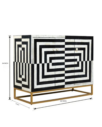 Modern Eclectic Bone Inlay Console Table