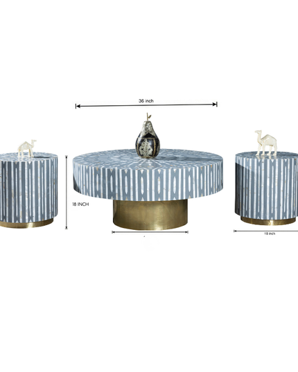 Mandala Mother of Pearl Inlay Coffee Table – Set of 3