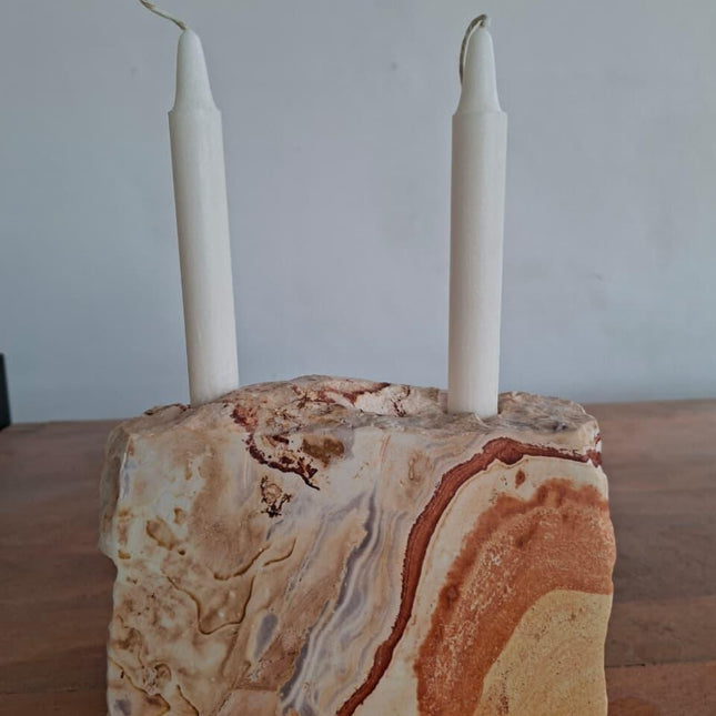 Bobos Sandstone Dual–Texture Candle Holder