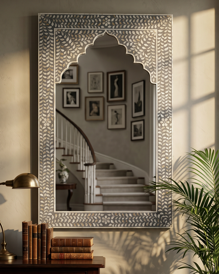 Floral Moroccan Arch Mother of Pearl Mirror