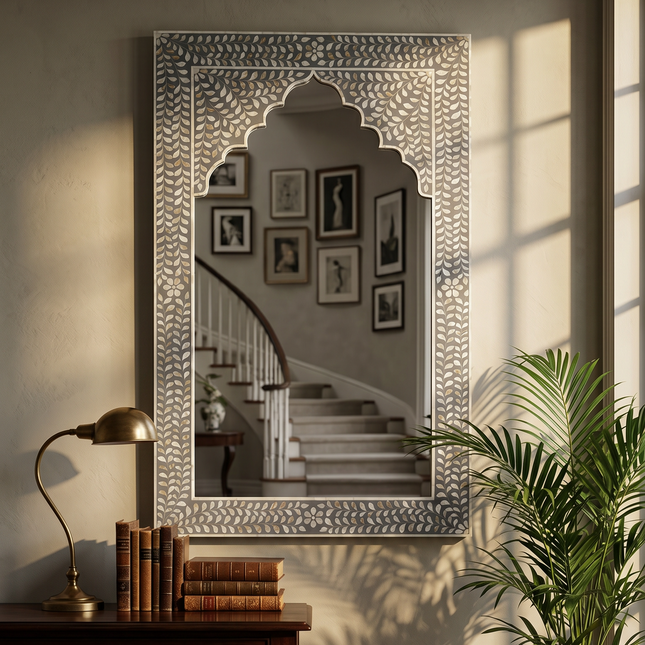 Floral Moroccan Arch Mother of Pearl Mirror
