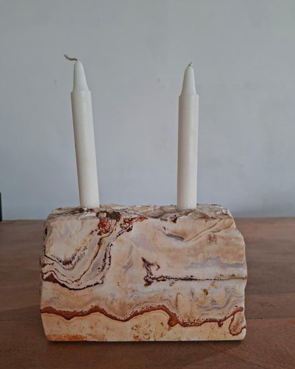 Bobos Sandstone Dual–Texture Candle Holder