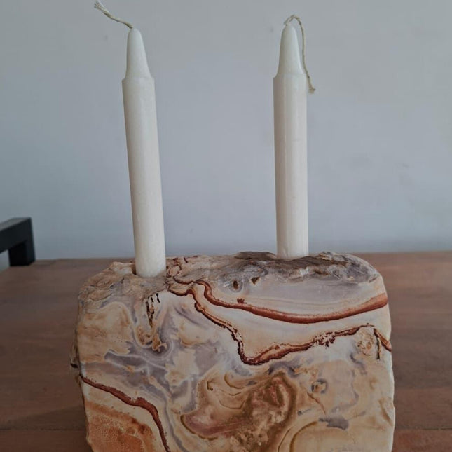 Bobos Sandstone Dual–Texture Candle Holder