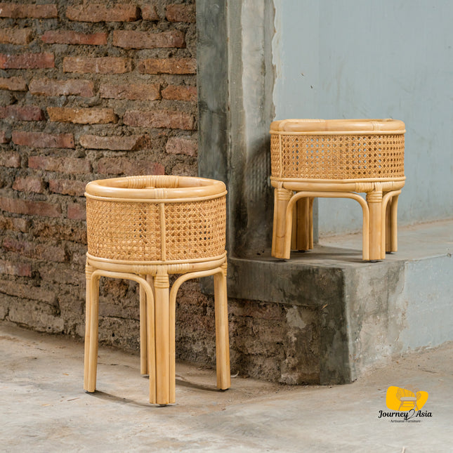 Rattan Pedestal Planter